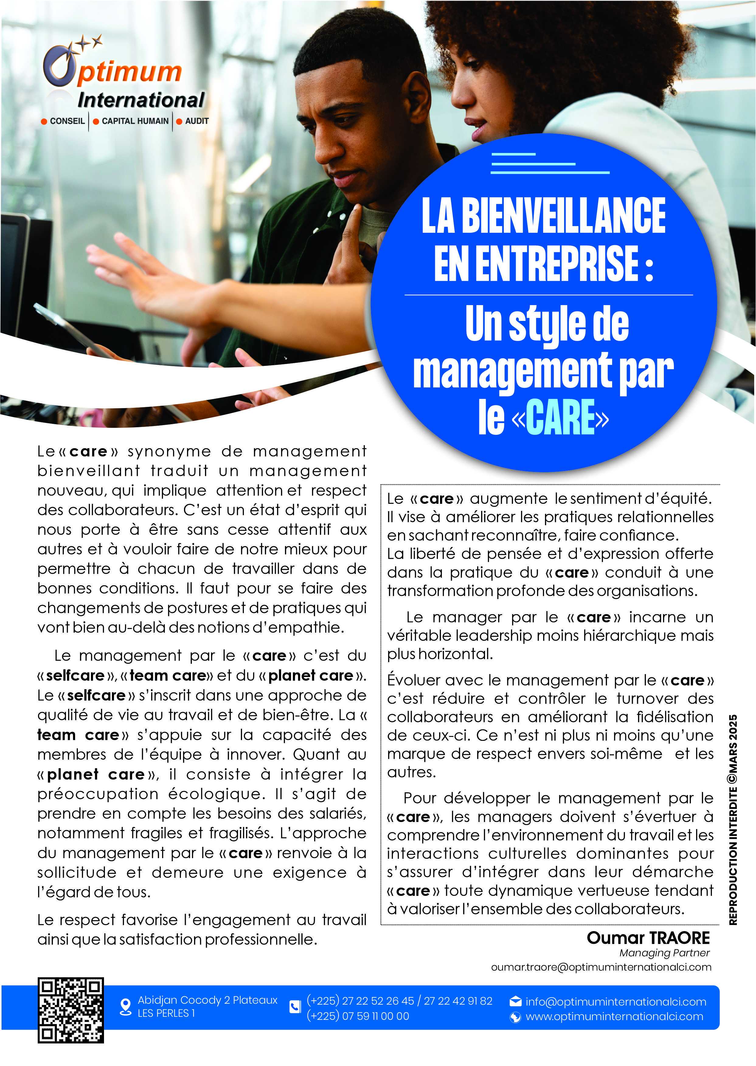 LA BIENVEILLANCE EN ENTREPRISE: un art de management par la...